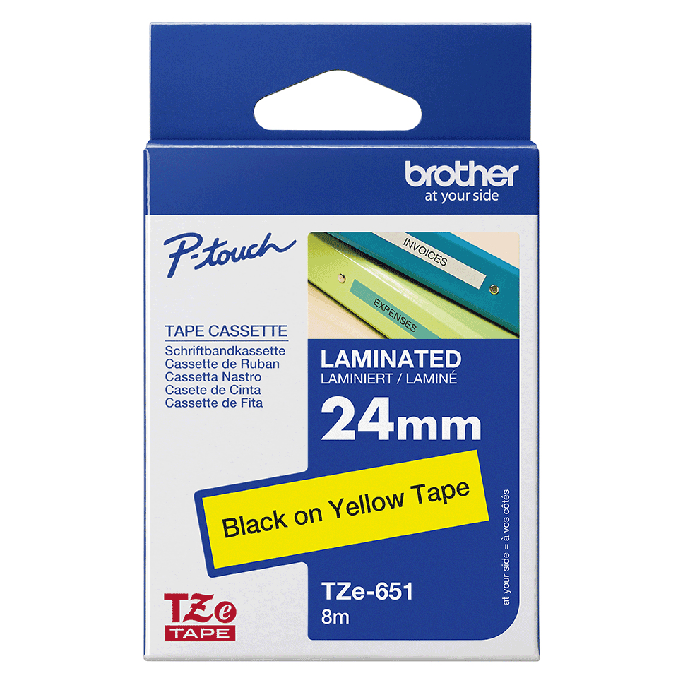 Tape 24mm Lami Black On Yellow (tze-651)