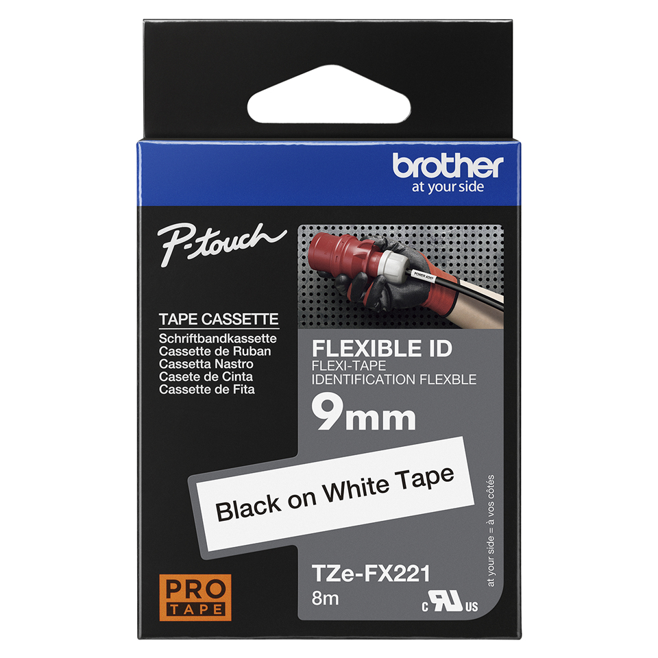 Flexible Tape 9mm Black On White (tze-fx221)