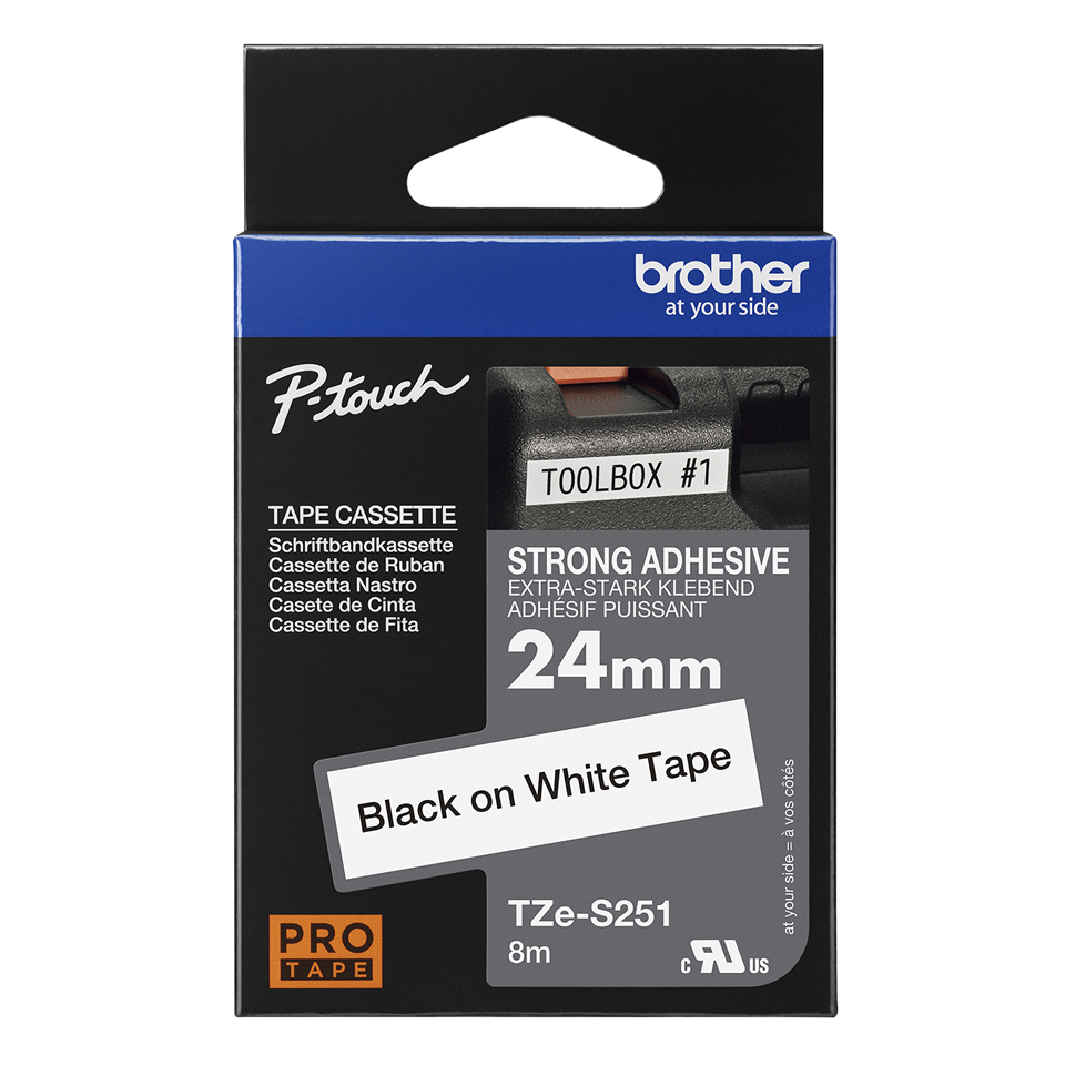 Tape 24mm Black On White (tze-s251)