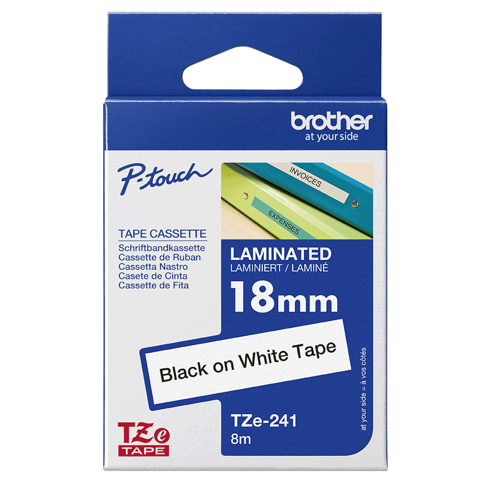 Tape 18mm Lami Black On White (tze-241)