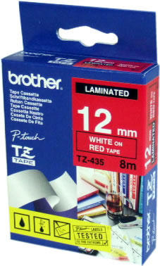 Tape 12mm Lami White On Red (tze-435)