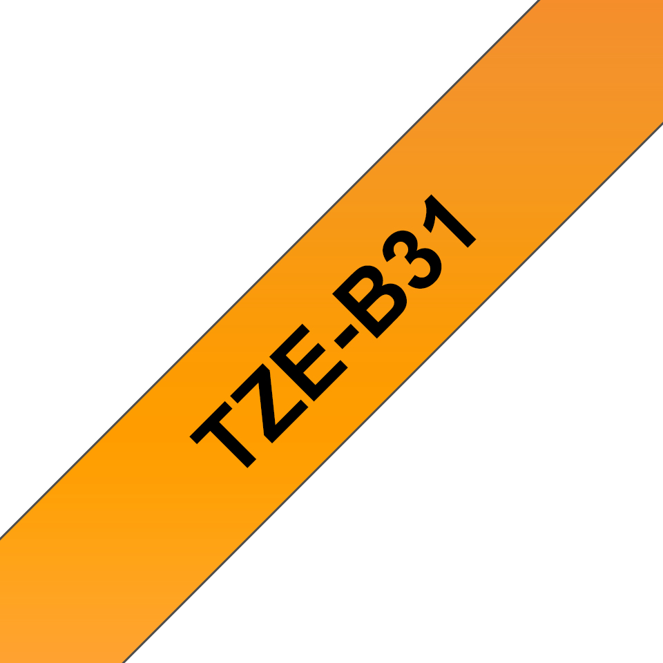 Tape 12mm Lami Black On Orange Fluorescent (tze-b31)