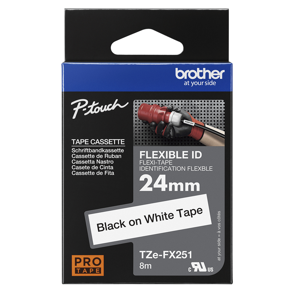 Flexible Tape 24mm Black On White (tze-fx251)