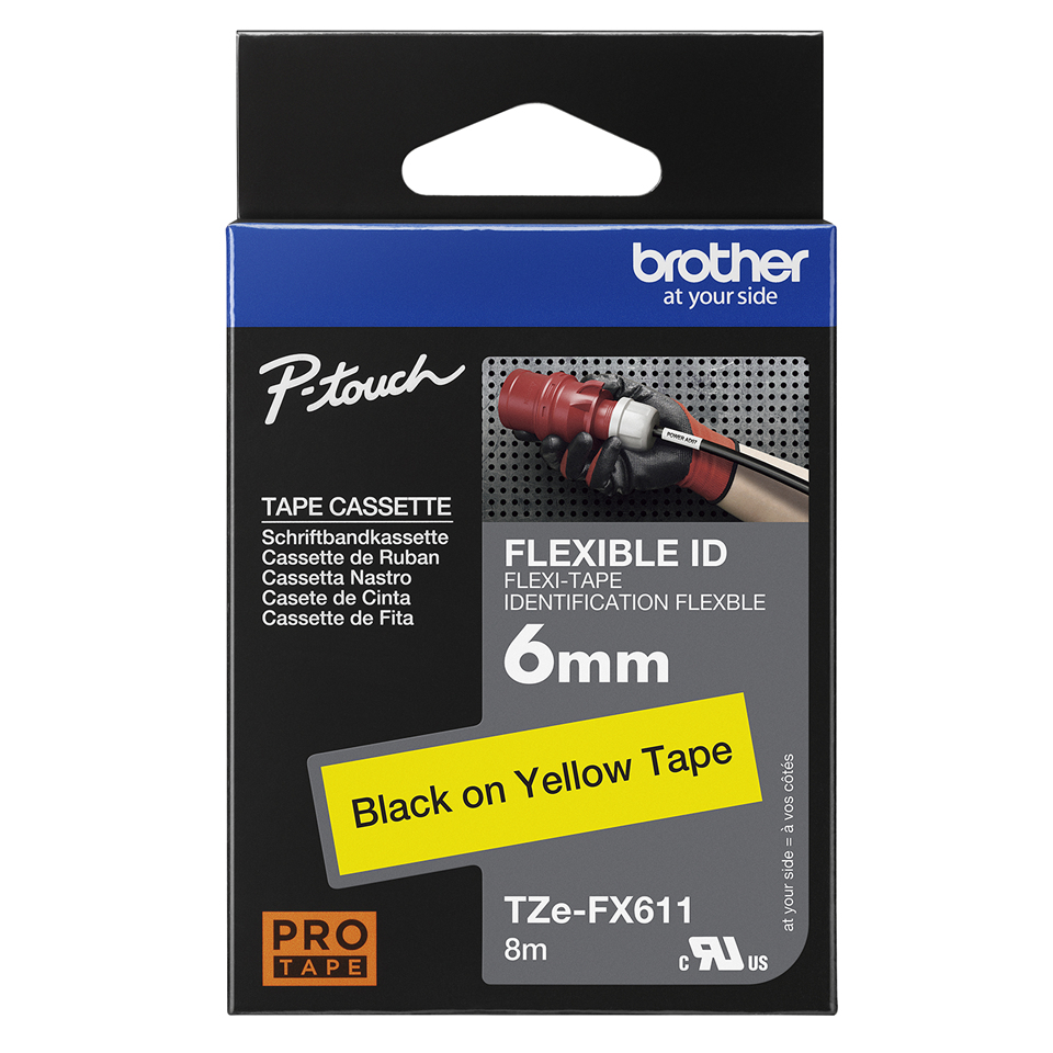 Flexible Tape 6mm Black On Yellow (tze-fx611)