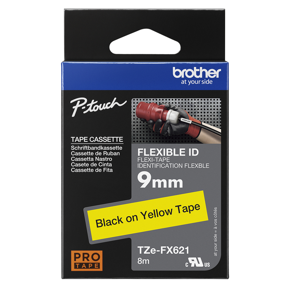 Flexible Tape 9mm Black On Yellow (tze-fx621)