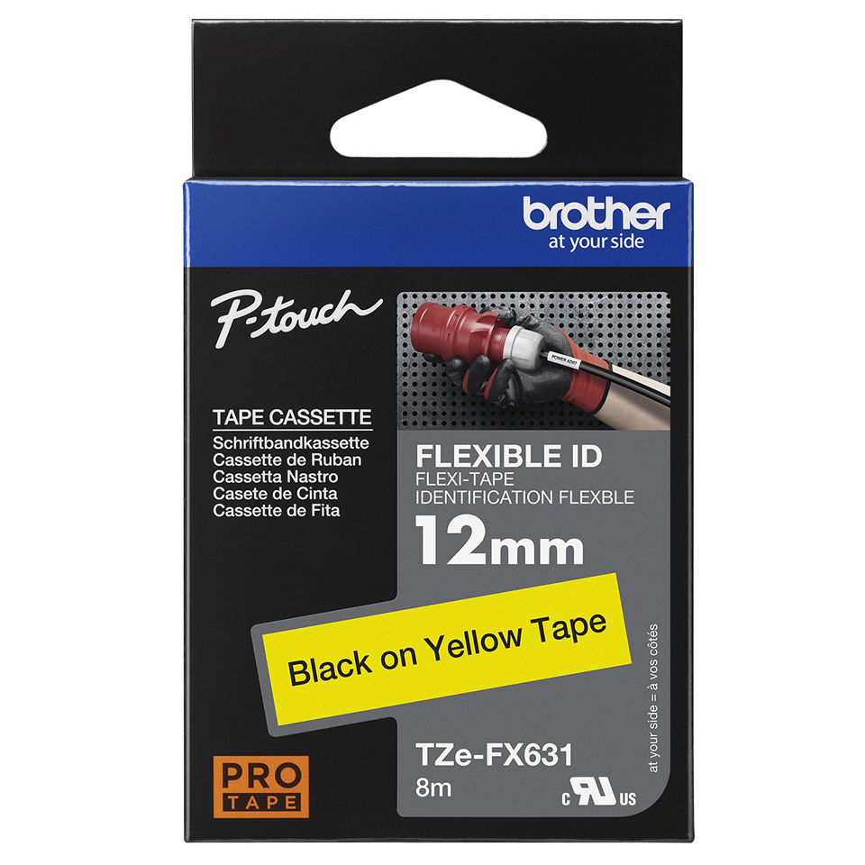 Flexible Tape 12mm Black On Yellow (tze-fx631)