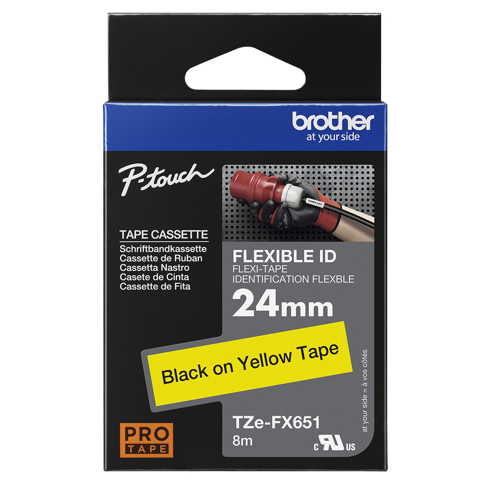 Flexible Tape 24mm Black On Yellow (tze-fx651)