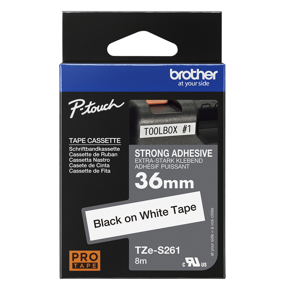 Tape 36mm Black On White Strong Adhesive (tze-s261)