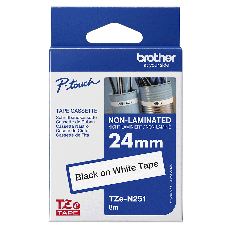 Tape 24mm Non Lami Black On White (tze-n251)