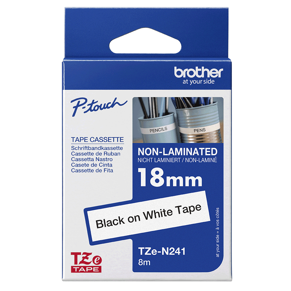Tape 18mm Non Lami Black On White (tze-n241)