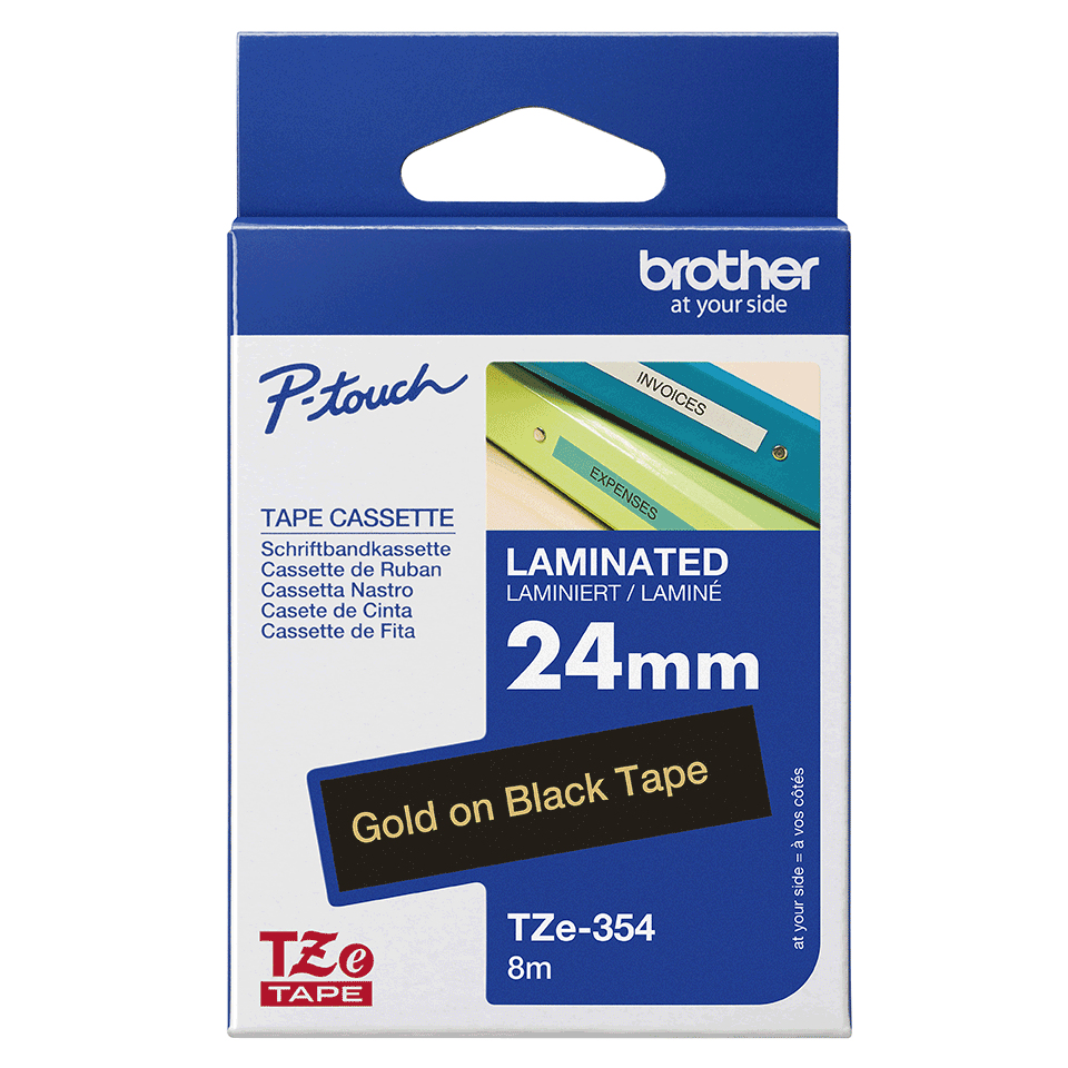 Tape Tzer354 24mm Gold On Black Satin Ribbon