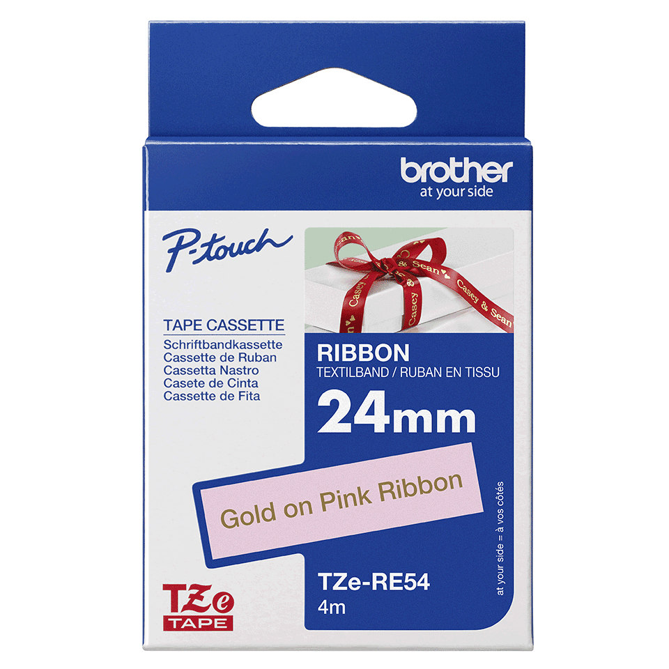 Tape Tzer354 24mm Gold On Pink Satin Ribbon