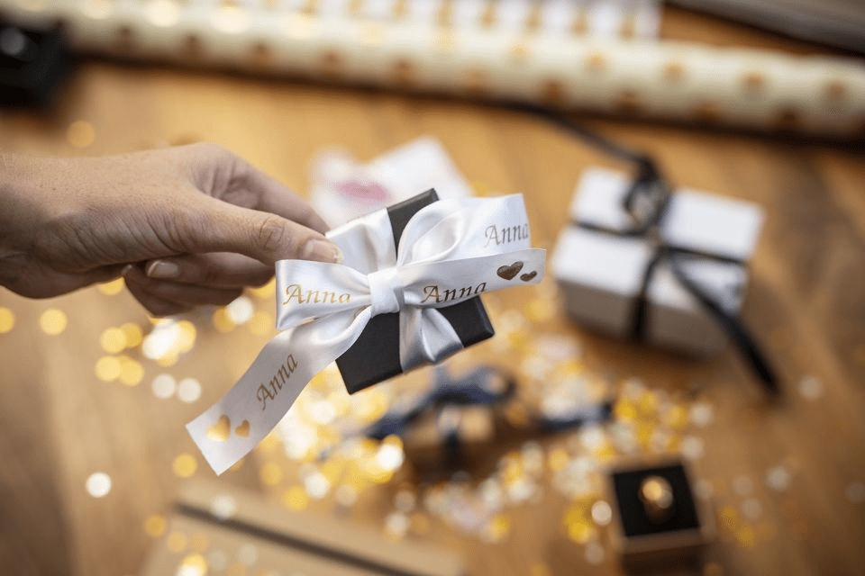 Tape Tzer254 24mm Gold On White Satin Ribbon
