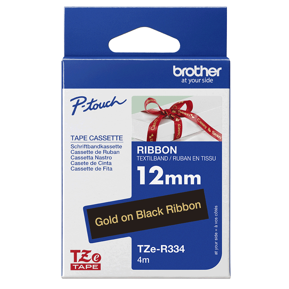 Tape Tzer334 12mm Gold On Black Satin Ribbon