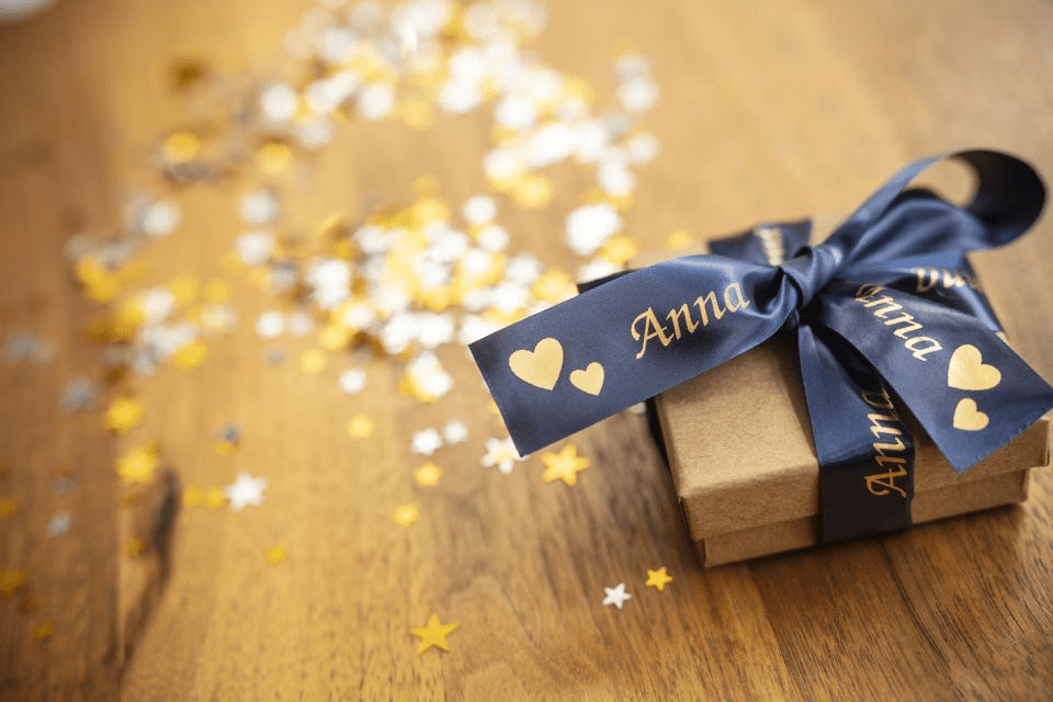 Tape Tzern54 24mm Gold On Navy Satin Ribbon