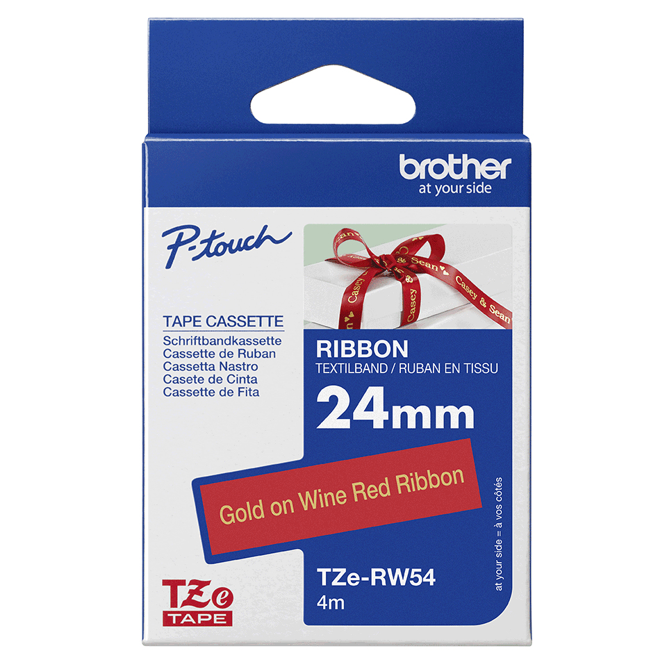 Tape Tzerw54 24mm Gold On Red Satin Ribbon