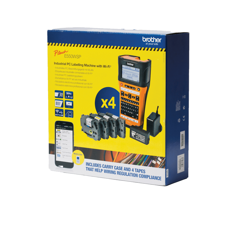 Pt-e550wsp - Handheld Label Printer - Thermal Transfer - 24mm - USB / Wi-Fi / - Qwerty