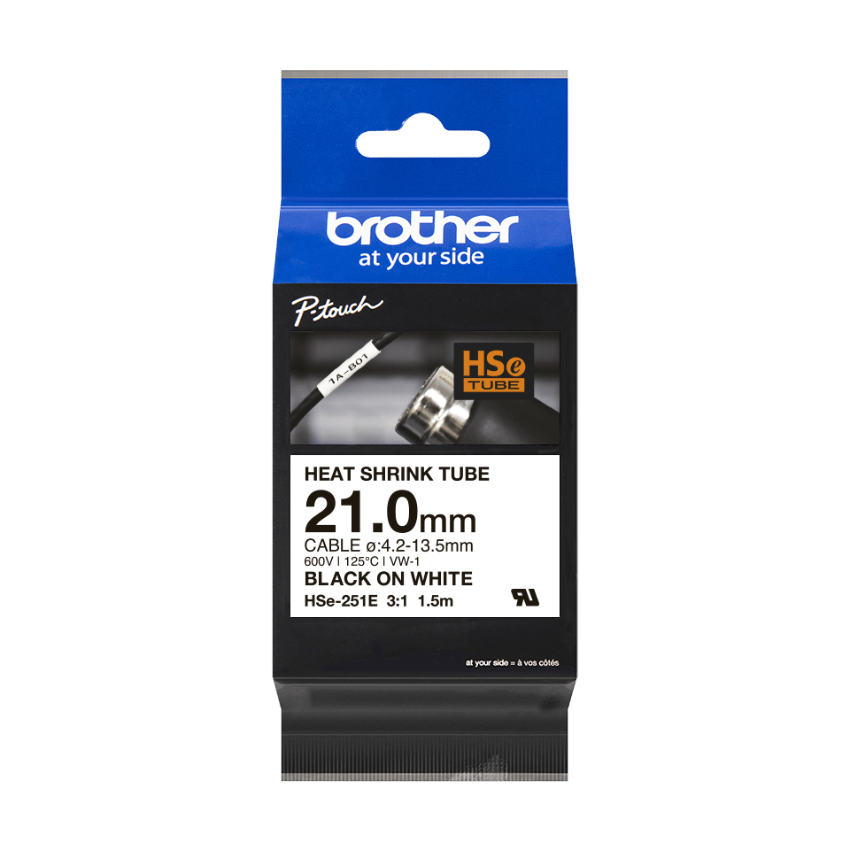 Heat Shrink Tube Tape Cassette - Hse-251e - Black On White - 21.0mm Wide