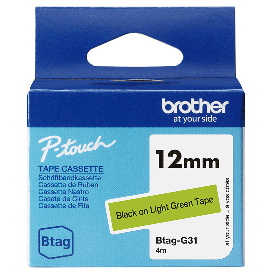 Tape 12mm Non Lami Black On Light Green (btagg31)