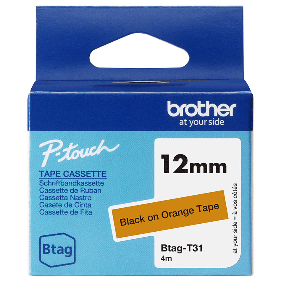 Tape 12mm Non Lami Black On Orange (btagt31)