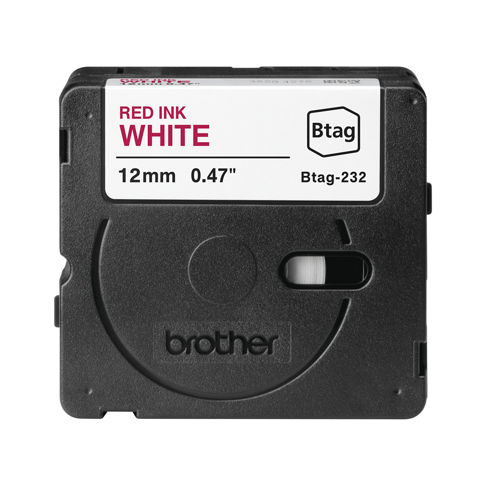 Tape 12mm Non Lami Red On White (btag232)