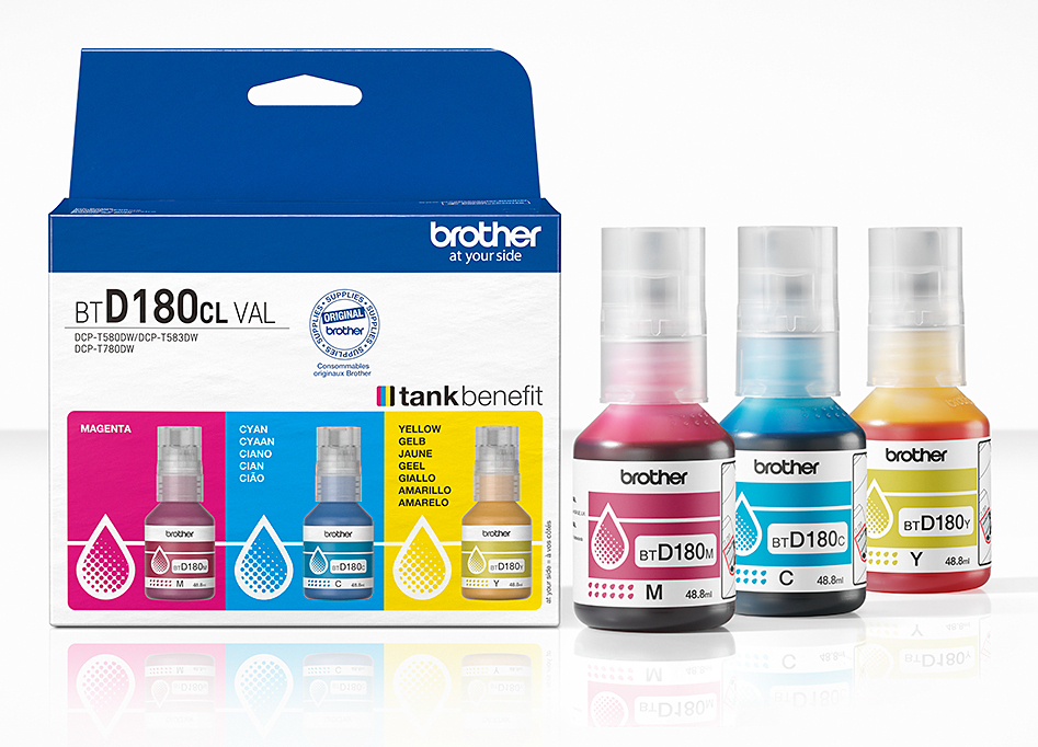 Ink Bottle - Btd180clval Value Pack - 5000 Pages - Cyan / Magenta / Yellow