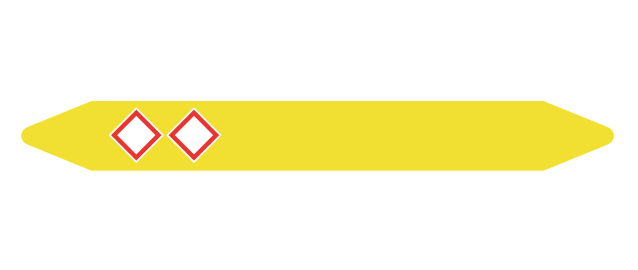 Pre-cut Pipe Marker Rolls Yellow / Gas With Pictogram 26 X 250 Mm - Per Roll Of 351 Labels