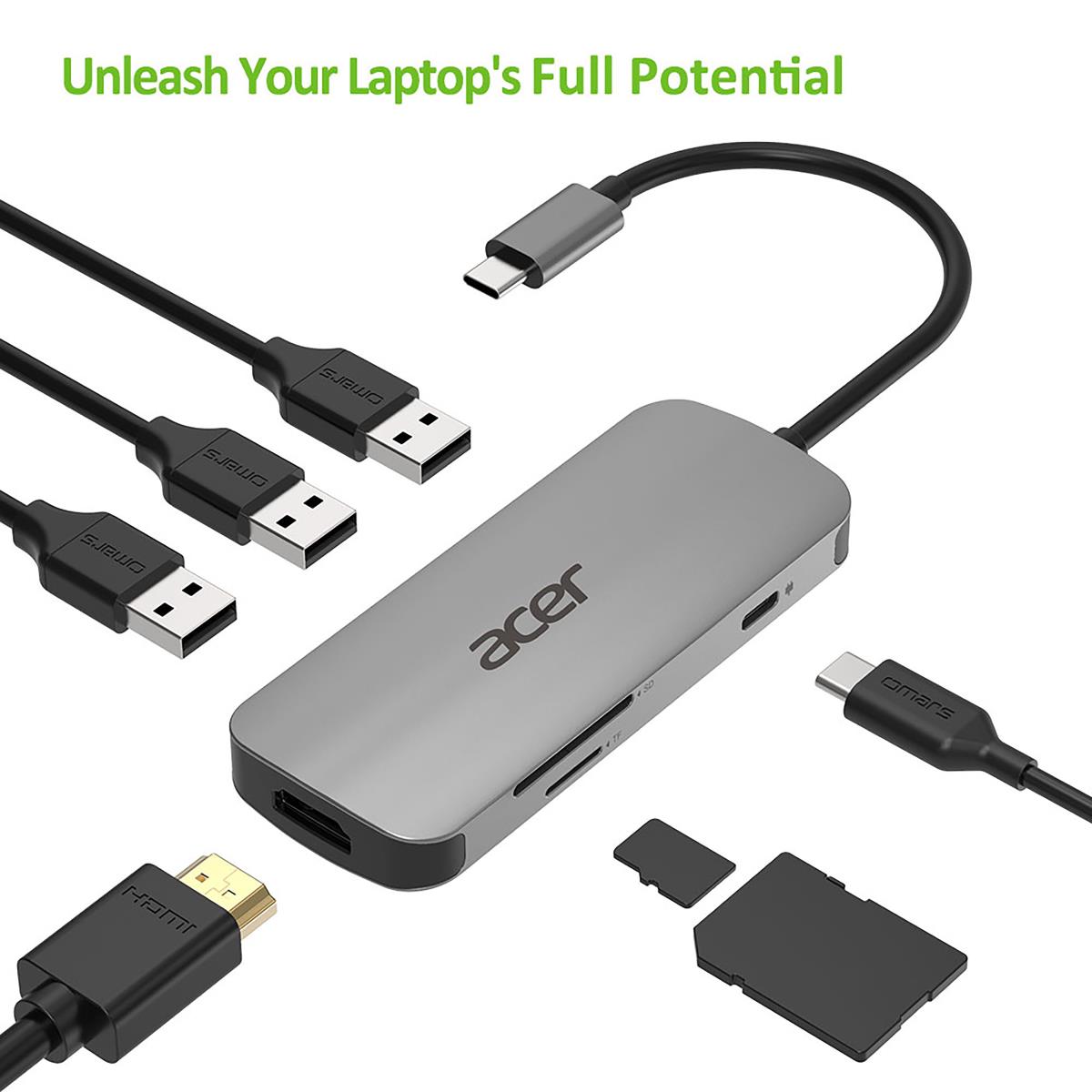 Dongle USB Type C 7in1 Silver