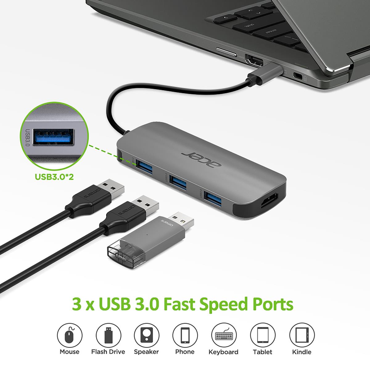 Dongle USB Type C 7in1 Silver