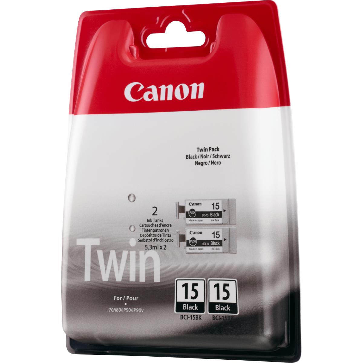 Ink Cartridge - Bci-15 Bk - Standard Capacity 2x5ml - 80pages - Black 2 Pack