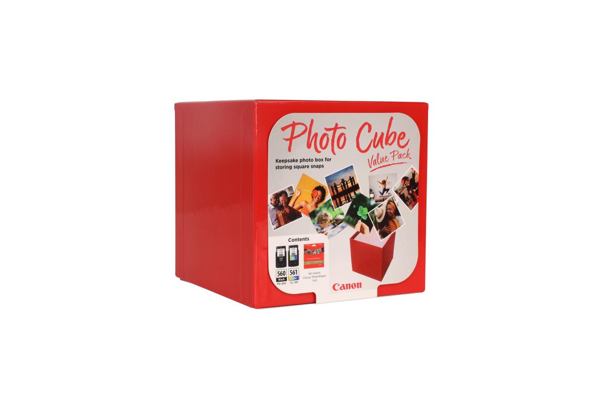 Pg-560/cl-561 Photo Cube Value Pack 5x5 Phot Paper(pp-201 40sheets) + Black Colour Cartridges
