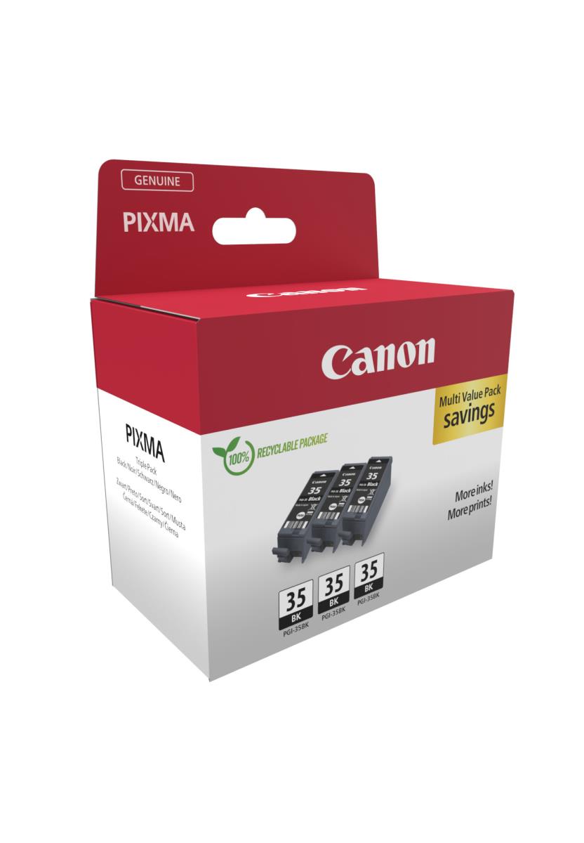 Ink Cartridge - Pgi-35bk - Standard Capacity 9.3ml - 191 Pages - Black - Triple Pack