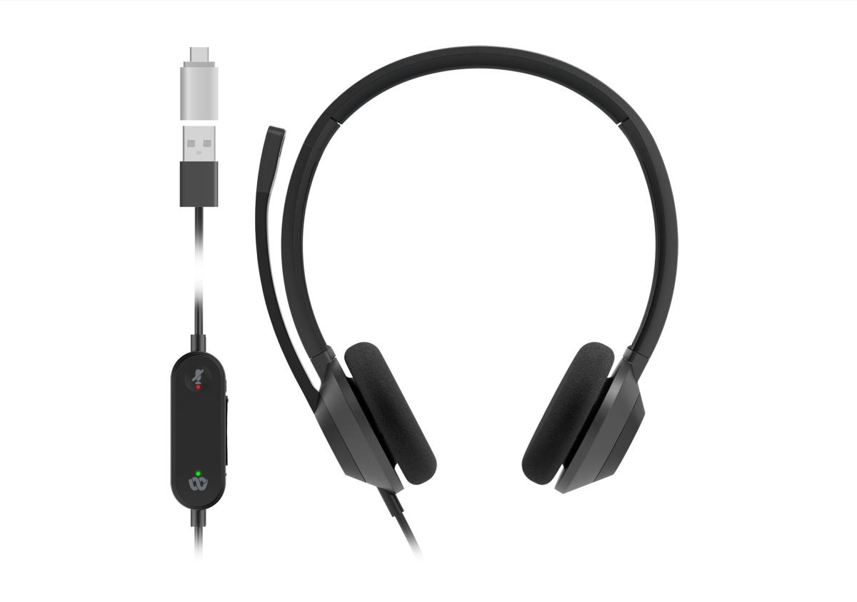 Headset 322 - Wired Dual On-ear -  USB-a - Carbon Black With Headset Adapter