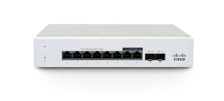 Poe Switch - Meraki Ms130-8x Cloud Mgd. 6ge + 2x(2.5ge) 120w