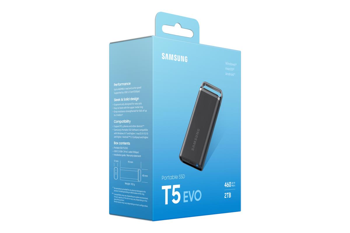 Portable SSD - T5 Evo USB 3.2 Gen 1 - 2TB - Black
