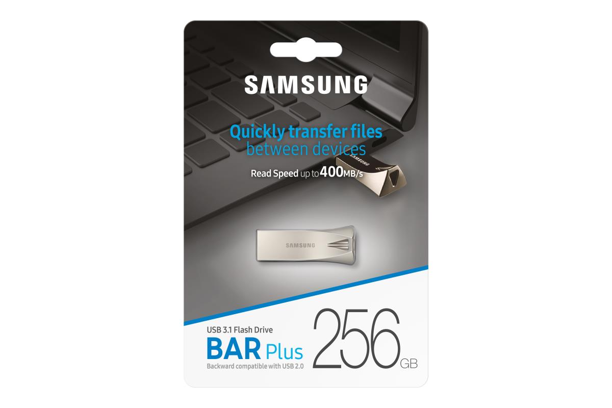 256GB BAR PLUS USB DRIVE CHAMPAGNE SILVER METALLIC CHASSIS USB3.1 UP TO 300MB/S 5 YEARS WARRANTY