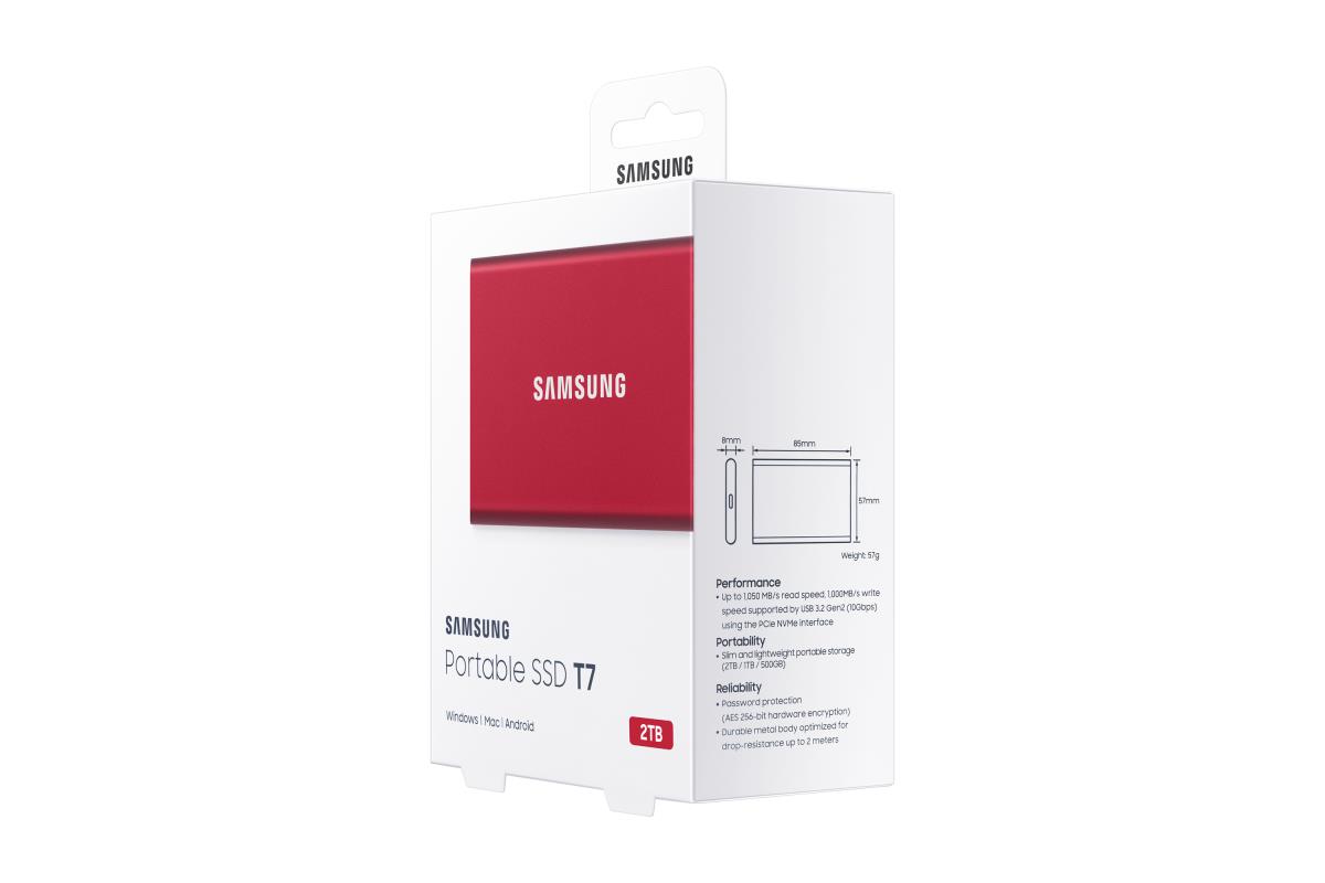 Portable SSD - T7 - USB 3.2 - 2TB - Red