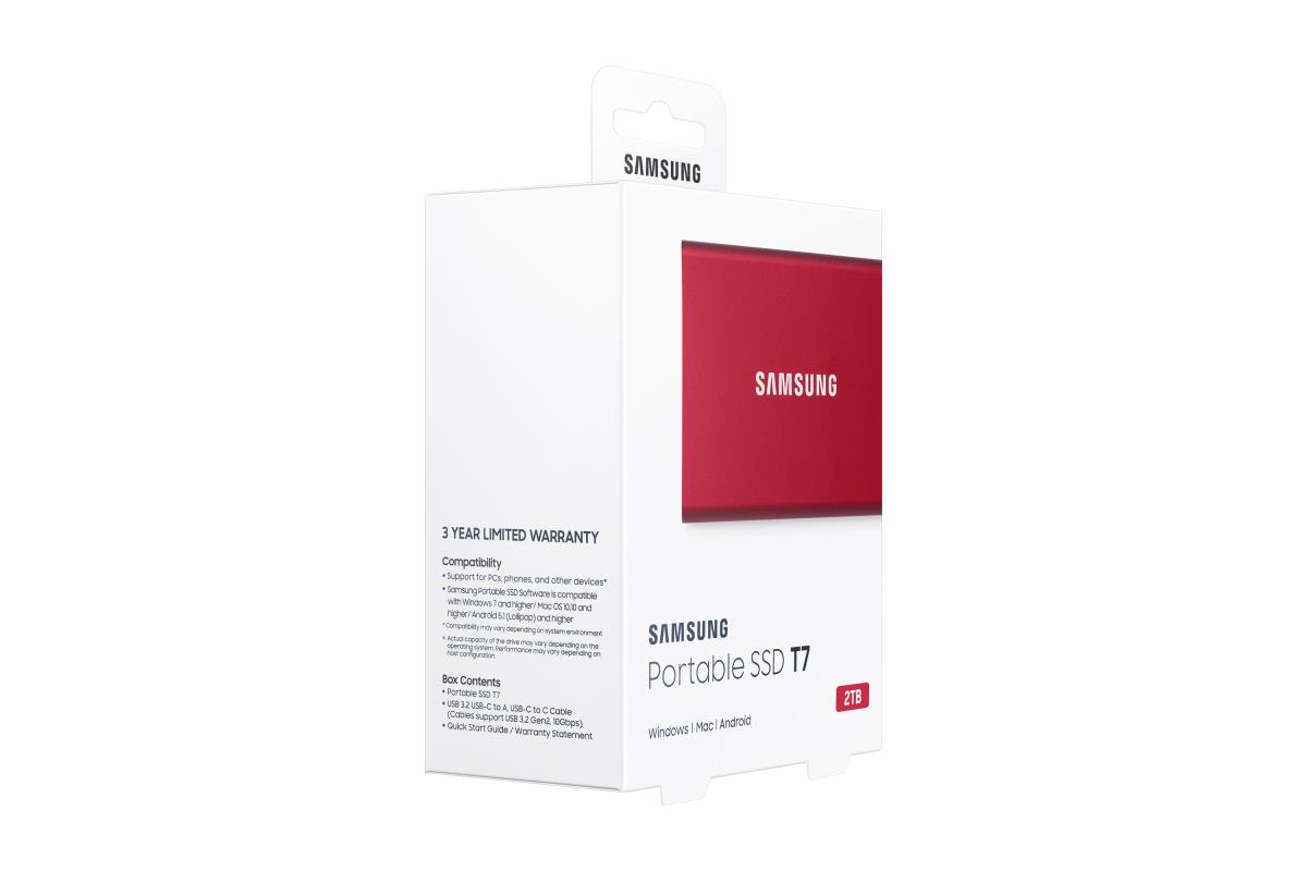 Portable SSD - T7 - USB 3.2 - 2TB - Red