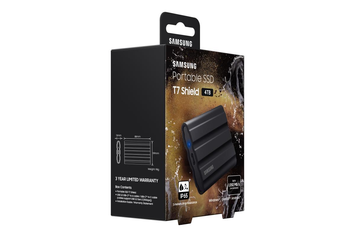 Portable SSD - T7 Shield - USB 3.2 - 4TB - Black