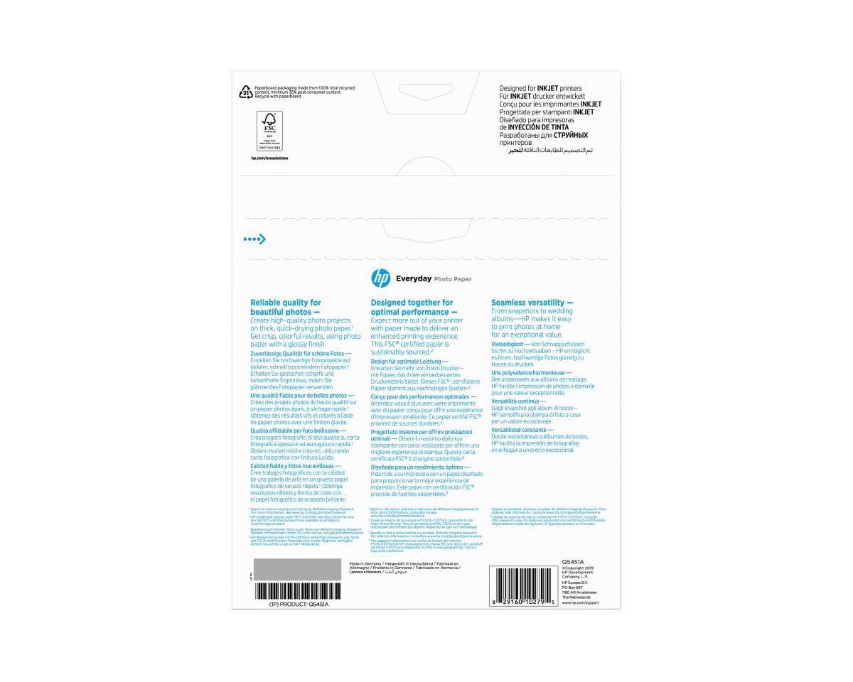 Everyday Photo Paper Semi-glossy One-sided A4 25-sheets (Q5451A)