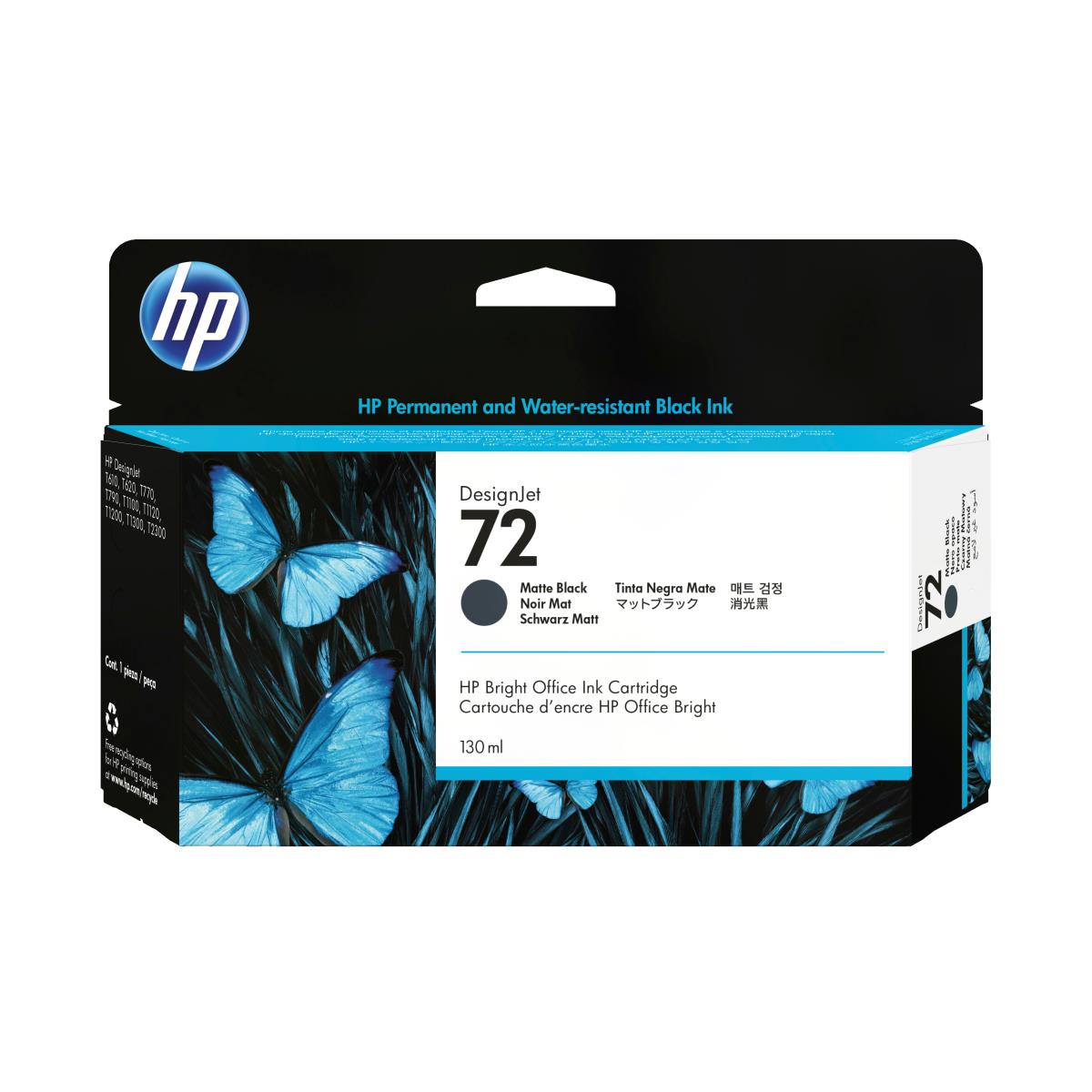 Ink Cartridge - No 72 - 130ml - Matte Black With Vivera Ink