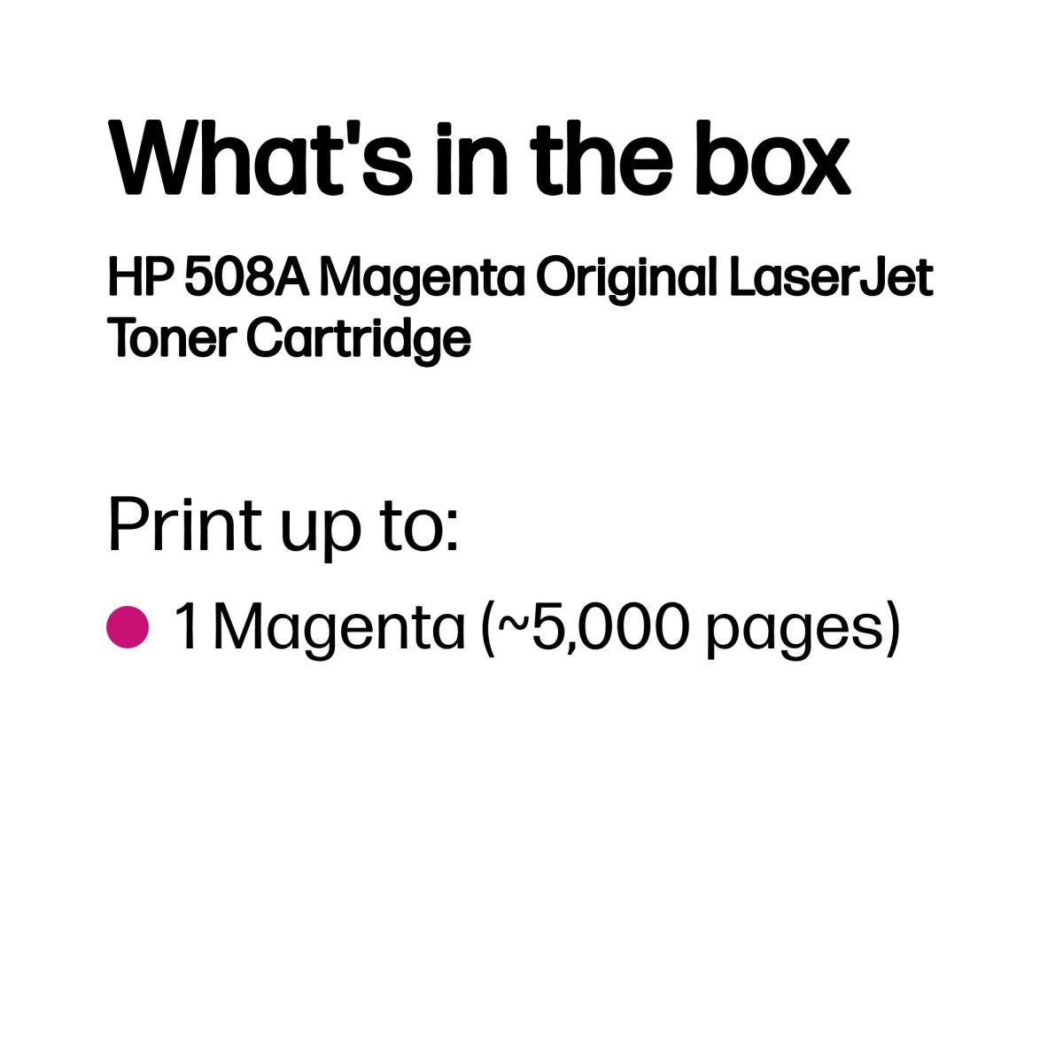 Toner Cartridge - No 508A - 5k Pages - Magenta