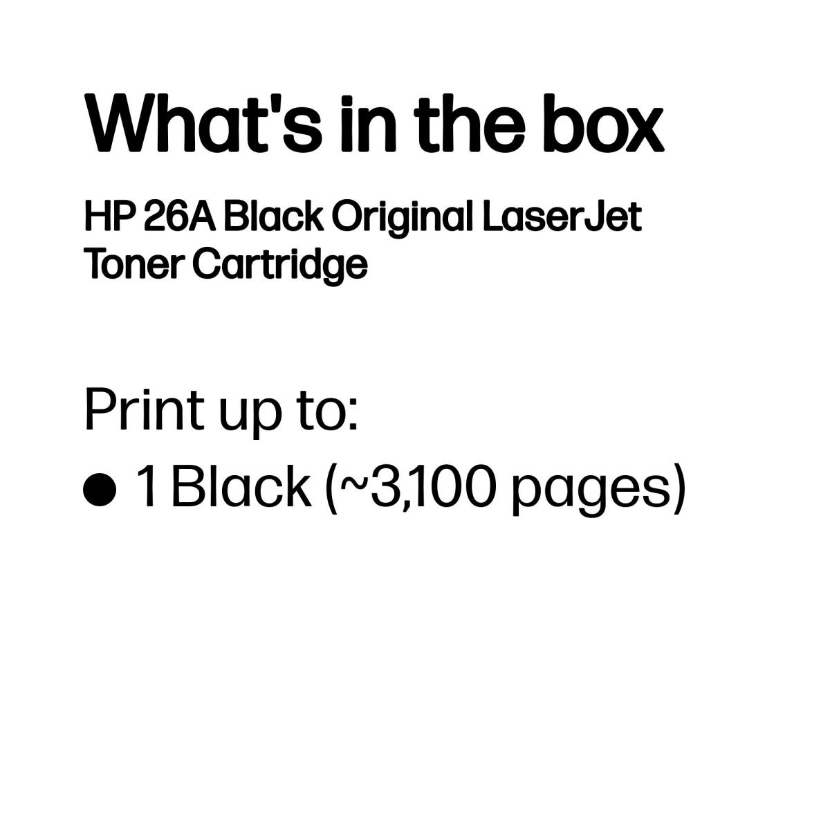 Toner Cartridge - No 26A - 3.1k Pages - Black