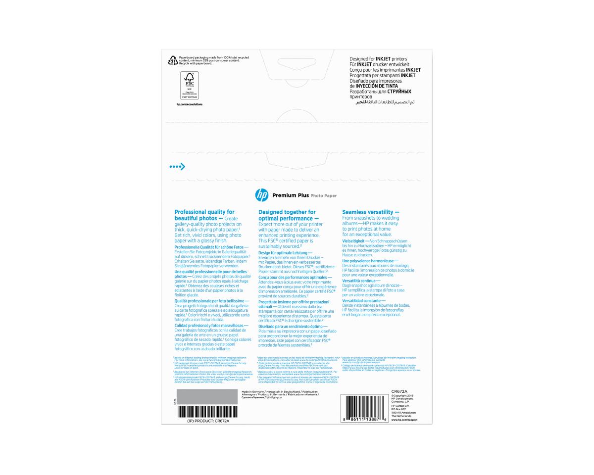 Premium Plus Glossy Photo Paper-20 sht/A4/210 x 297 mm (CR672A)