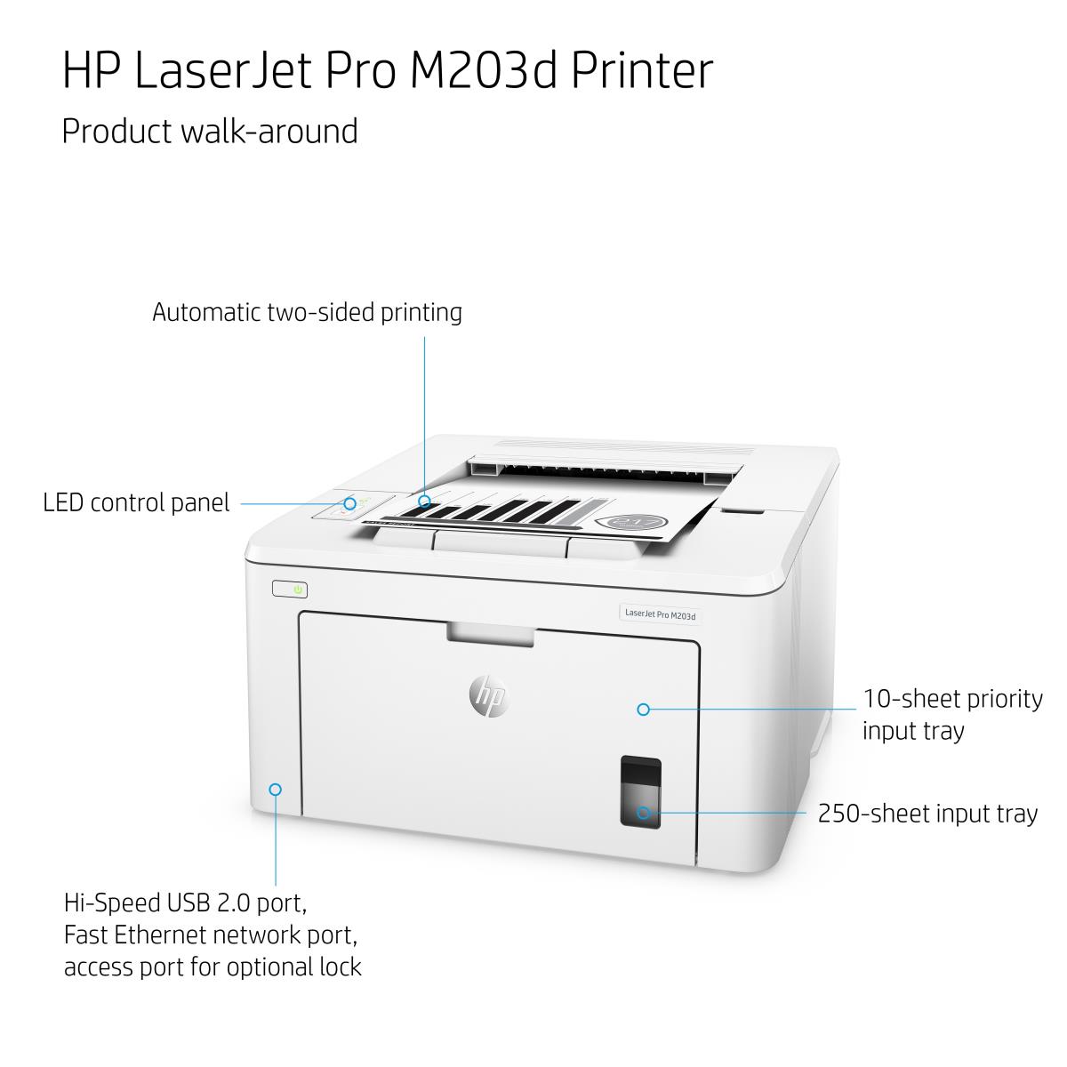 LaserJet Pro M203dn - Printer - Laser - A4 - USB / Ethernet