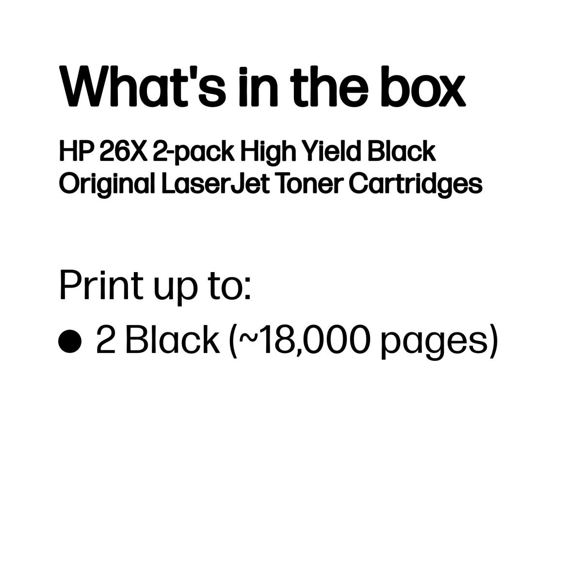Toner Cartridge - No 26X - 9k Pages - Black - Dual Pack