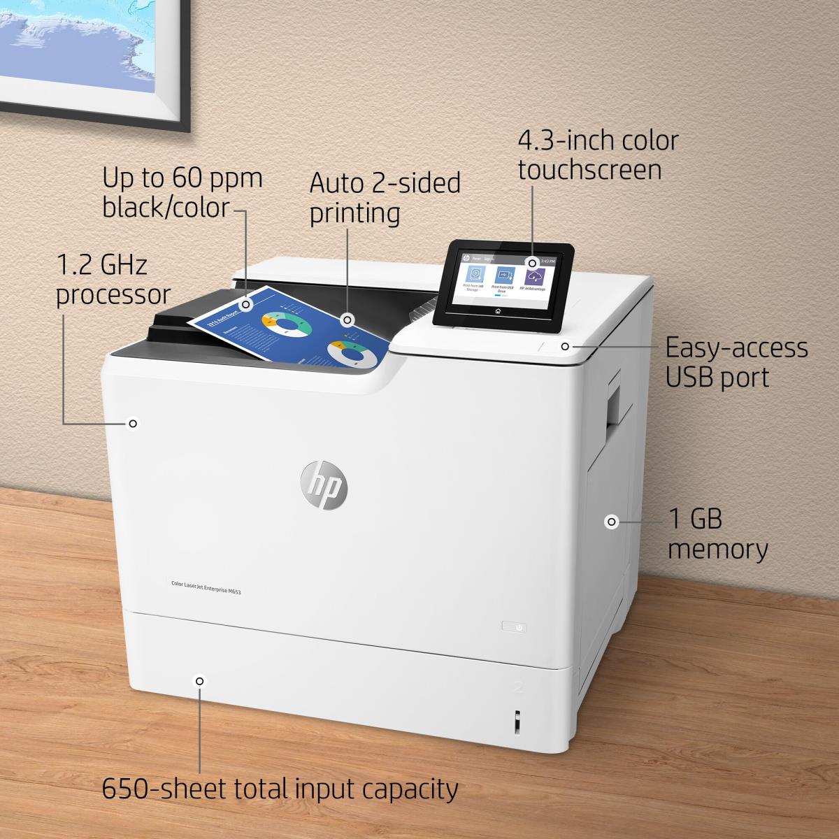 LaserJet Enterprise M653dn - Color Printer - Laser - A4 - USB / Ethernet