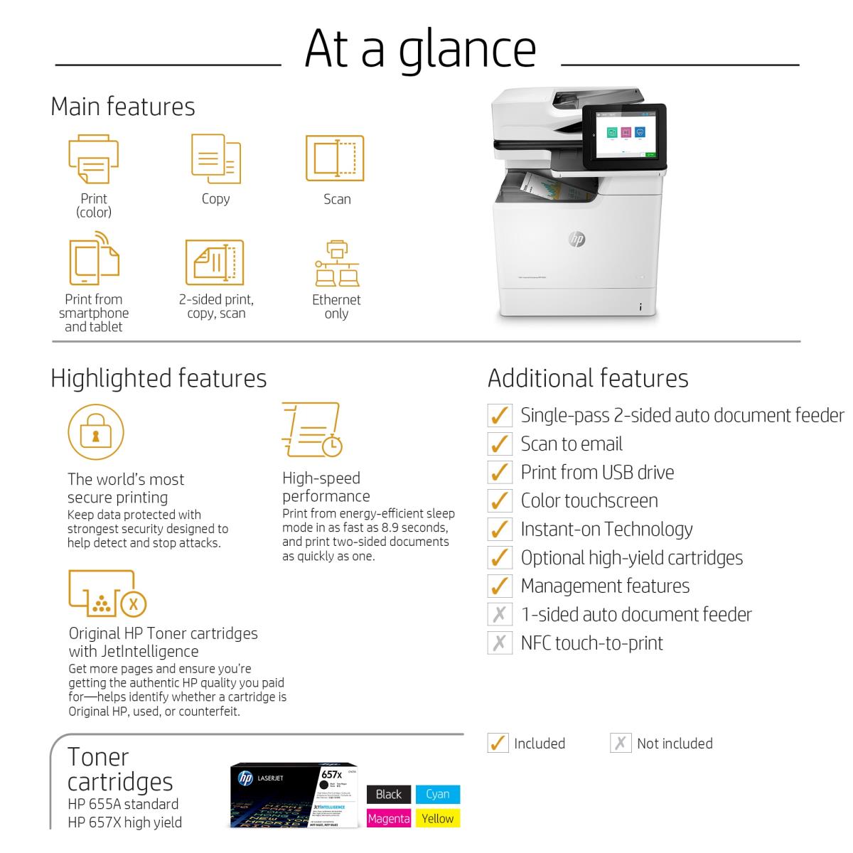 LaserJet Enterprise M681dh - Color Multifunction Printer - Laser - A4 - USB / Ethernet