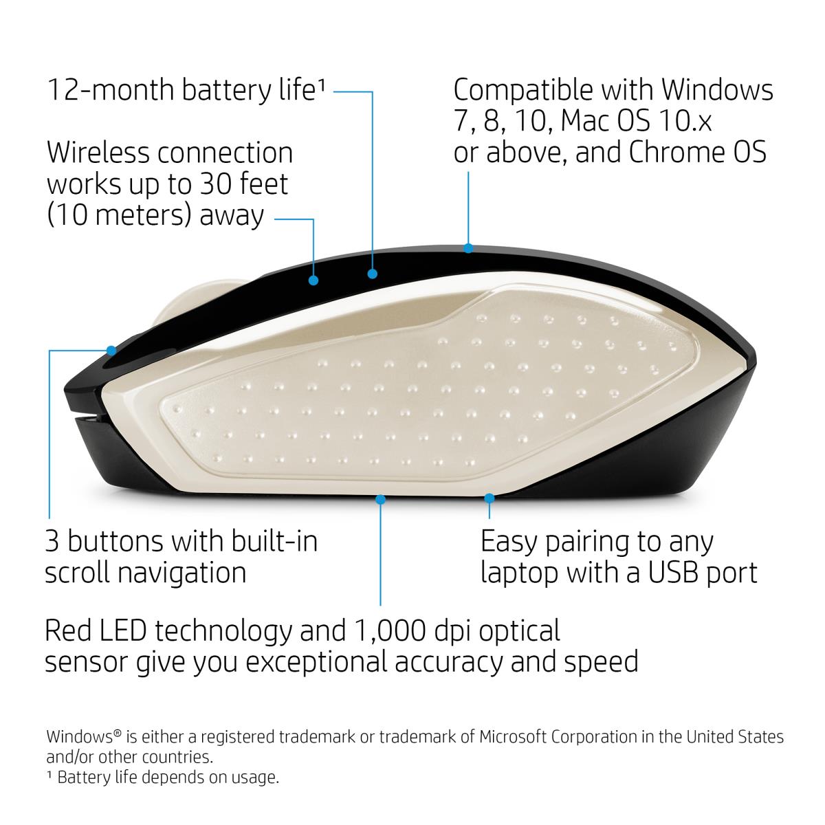 Wireless Mouse - 200 - Silk Gold