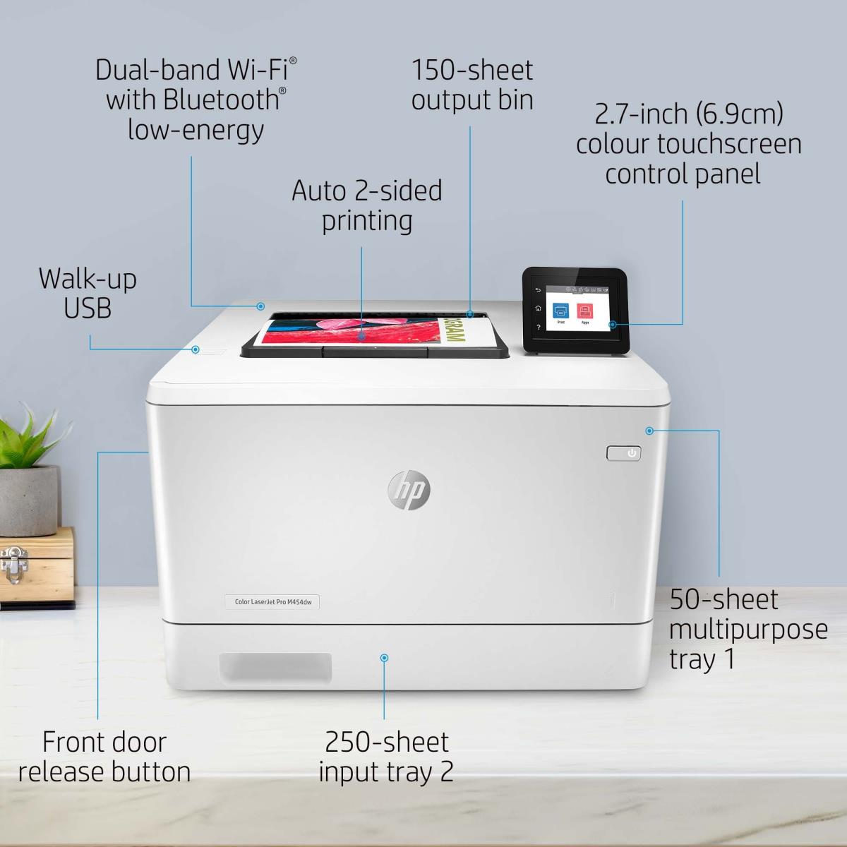 LaserJet Pro M454dw - Color Printer - Laser - A4 - USB / Ethernet /Wi-Fi
